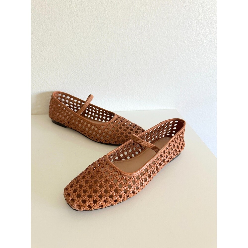 Madewell Women's The Greta Ballet Flats Desert Camel Open Weave Slip On Size 9.5